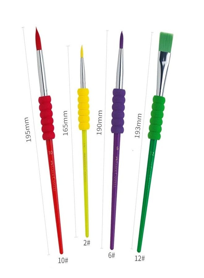 DEZIINE�4pcs Soft Grip Paint Brush Set - Kids Paint Brushes - 4 Assorted Paint Brushes for Watercolor Paint Brush - Image 5